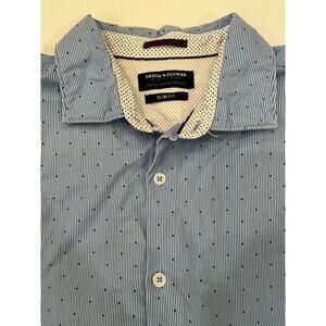 Denim & Flower Ricky Singh Short Sleeve Button Up Blue Size XL Slim Fit